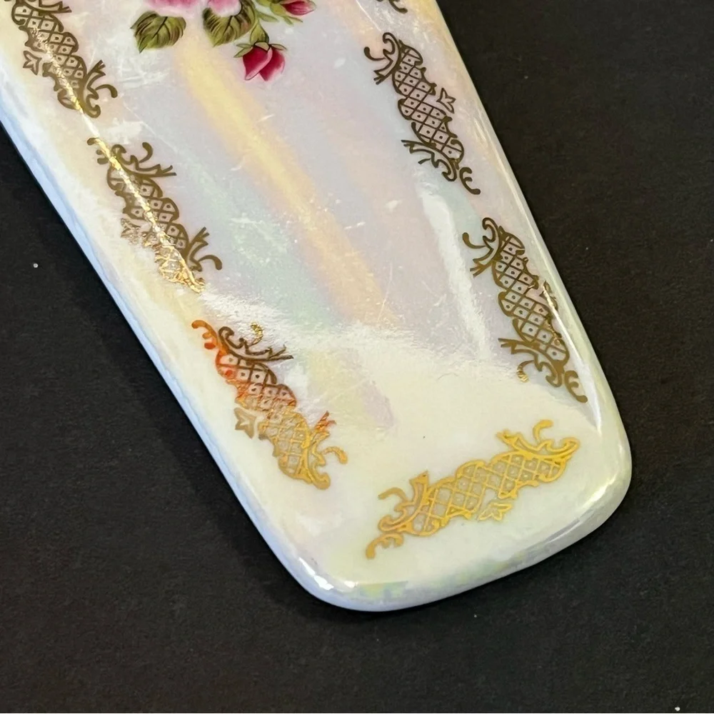 Victorian Cake/Pie Server Rose Porcelain Iridescent Pink Romantic Wedding Bride